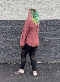 Chelsea Crochet Back Hacci Sweater Top - Rust