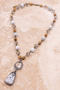 Beaded Stone Pendant Necklace