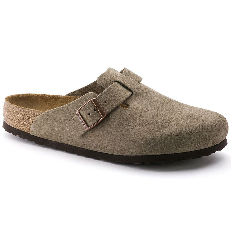 Birkenstock Suede Soft Footbed Clogs - Taupe (Medium/Narrow)