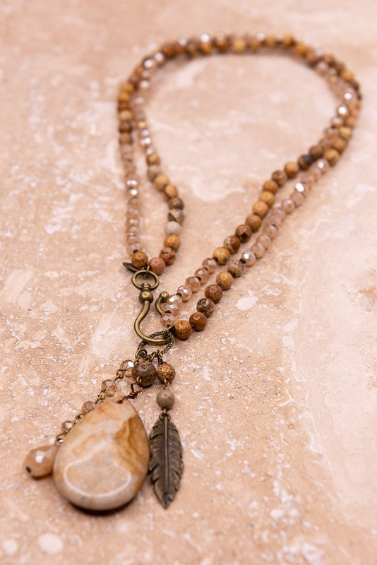 Teardrop Agate Beaded Necklace