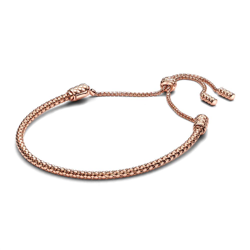 Studded chain 14k rose gold-plated sliding bracelet