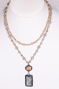 Beaded Stone Pendant Layered Necklace