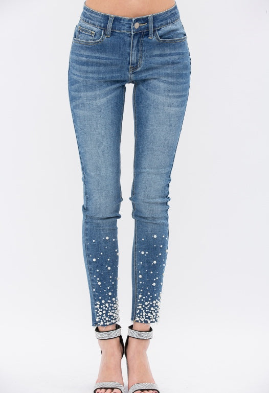 Alana Pearl Embellished Skinny Jeans