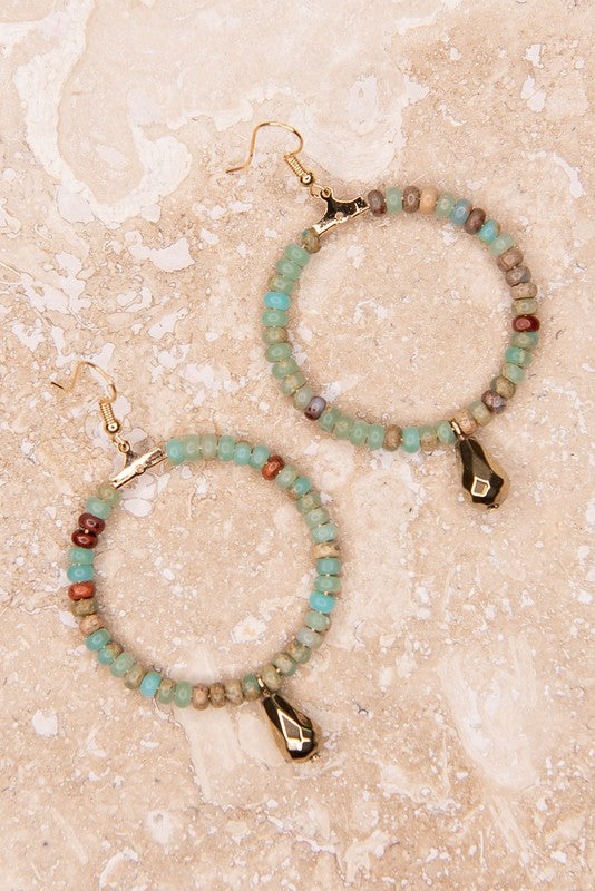 Imperial Jasper Beaded Hoop Earrings