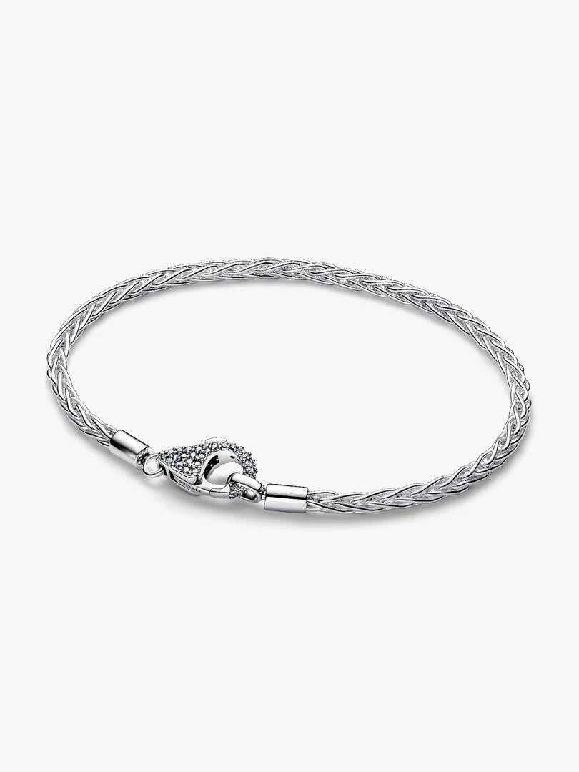 Pave Clasp Foxtail Chain Charm Bracelet 20cm