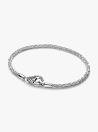 Pave Clasp Foxtail Chain Charm Bracelet 20cm