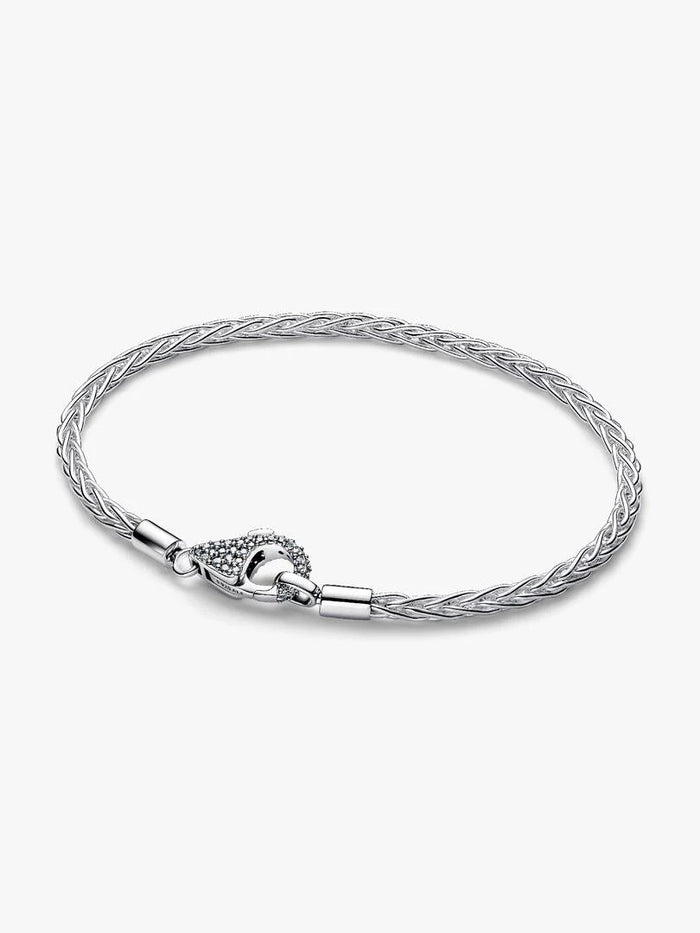 Pave Clasp Foxtail Chain Charm Bracelet