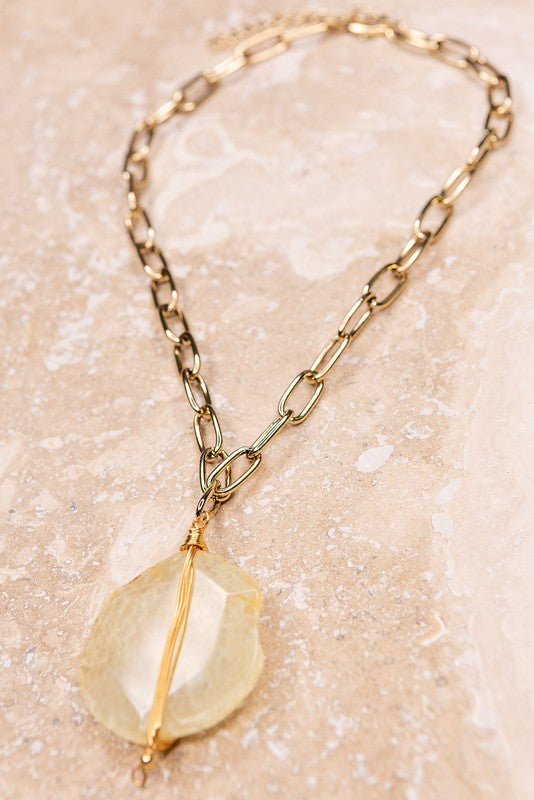 Champagne Stone Pendant Necklace