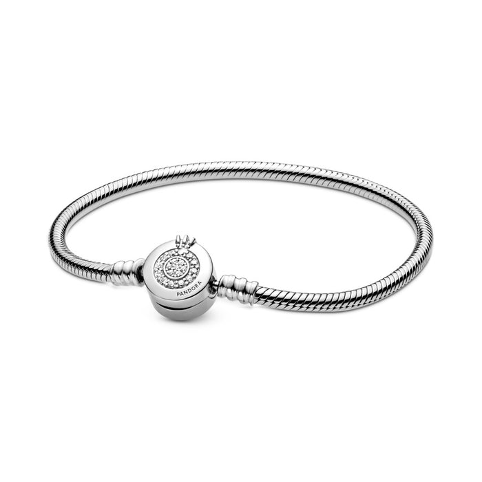 Pandora Moments Sparkling Crown O Snake Chain Bracelet 21cm