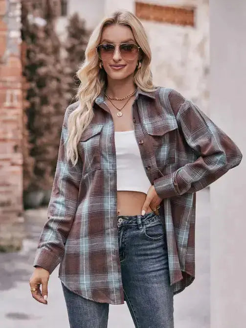Angie Oversized Plaid Shirt