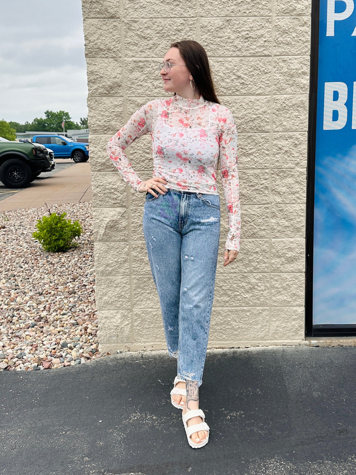 Imogen Floral Mesh Top