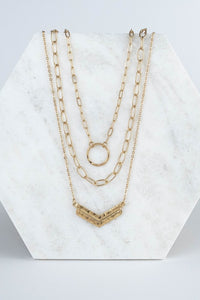 Hammered Metal Layered Necklace Set