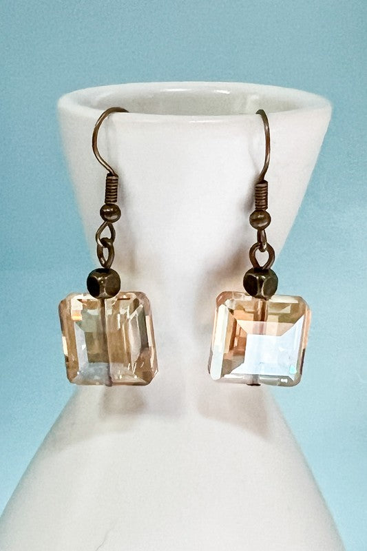 Square Crystal Beaded Earrings