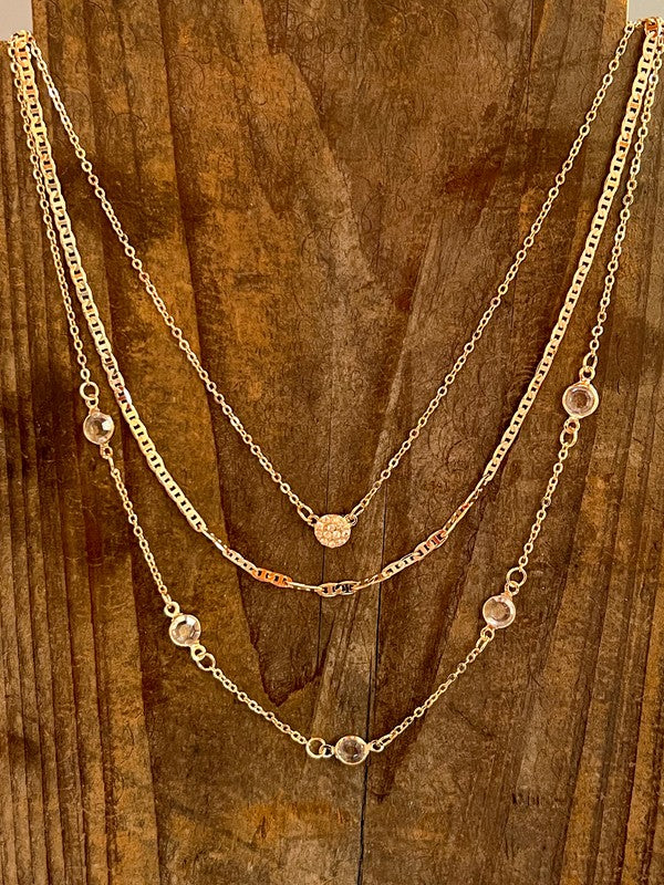 Gold Tone Layered Necklace Set