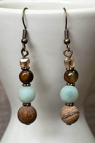 Amazonite Beaded Dangle Earrings