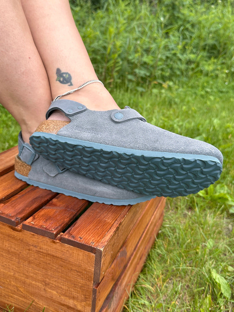 Birkenstock Tokio Suede Clogs - Basalt Gray (Medium/Narrow)