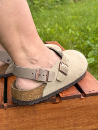 Birkenstock Tokio Suede Clogs - Taupe (Medium/Narrow)