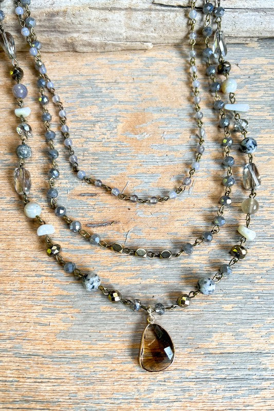 Crystal Beaded Layered Necklace