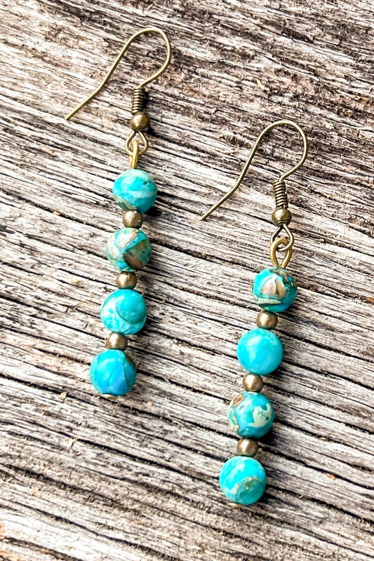 Turquoise Beaded Dangle Earrings