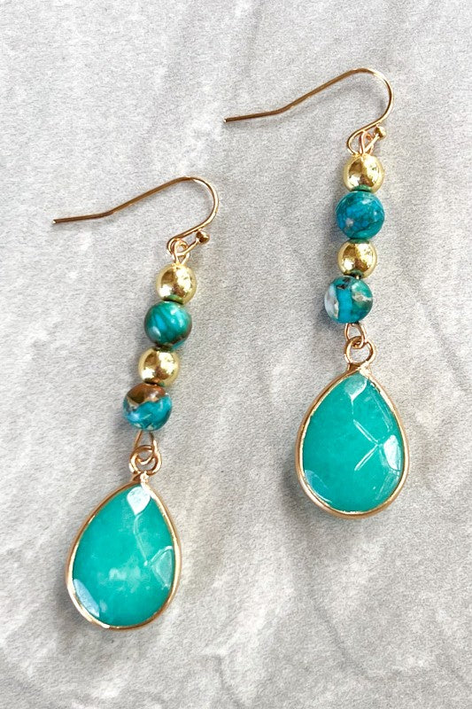 Gold & Turquoise Beaded Earrings