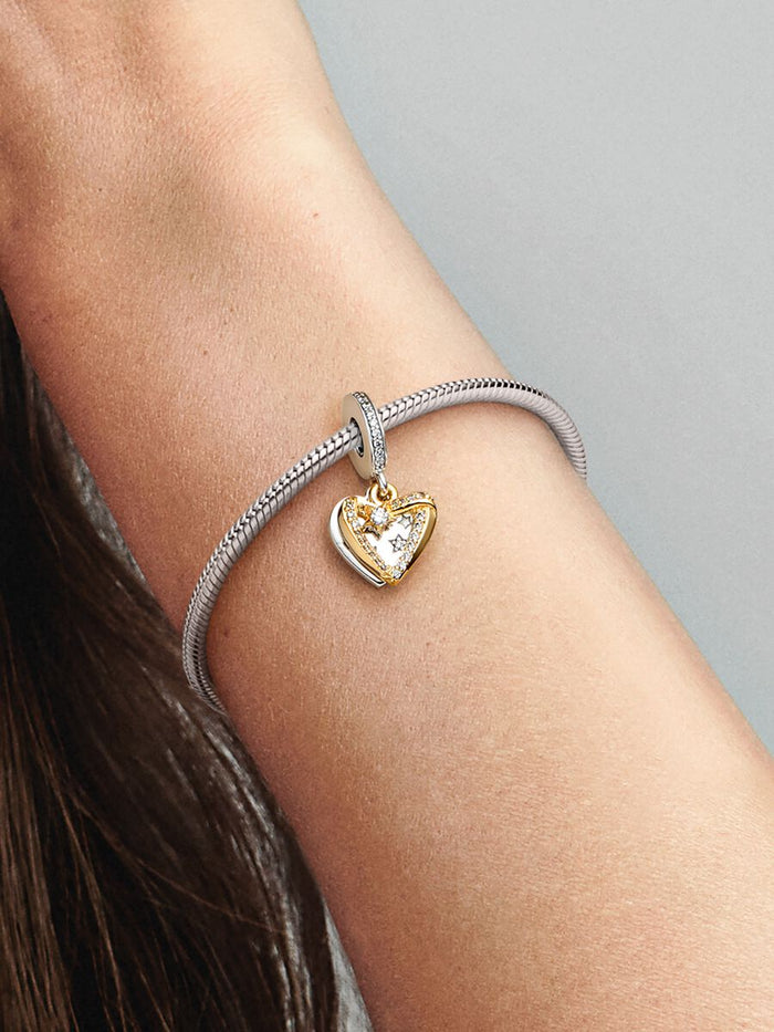 Shooting Star Hearts Double Dangle Charm