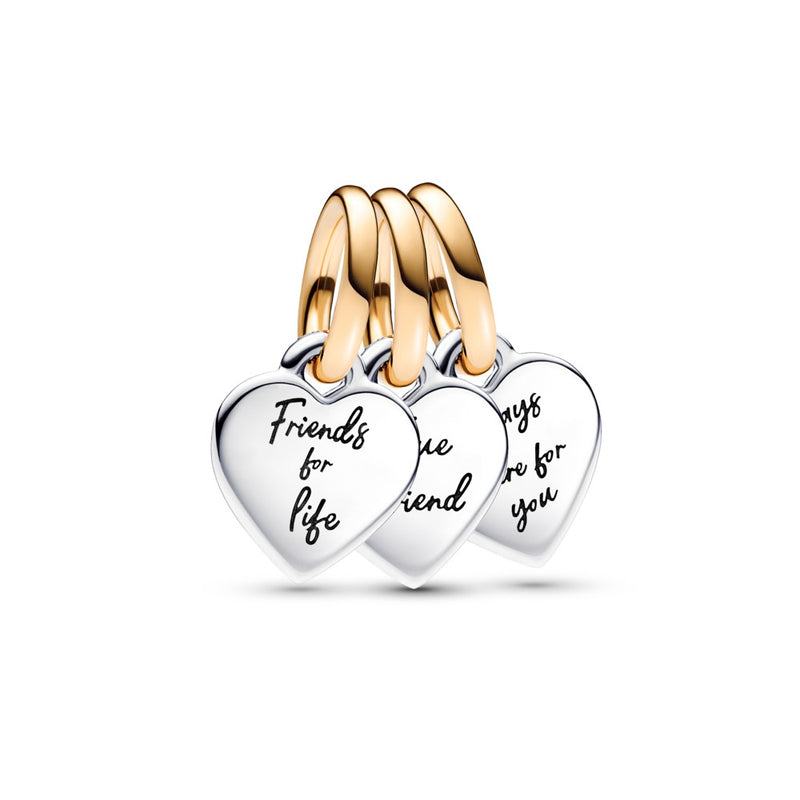 Triple hearts sterling silver and 14k gold-pl