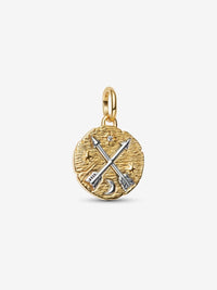 Crossing arrows sterling silver and 14k gold-plated medallion
