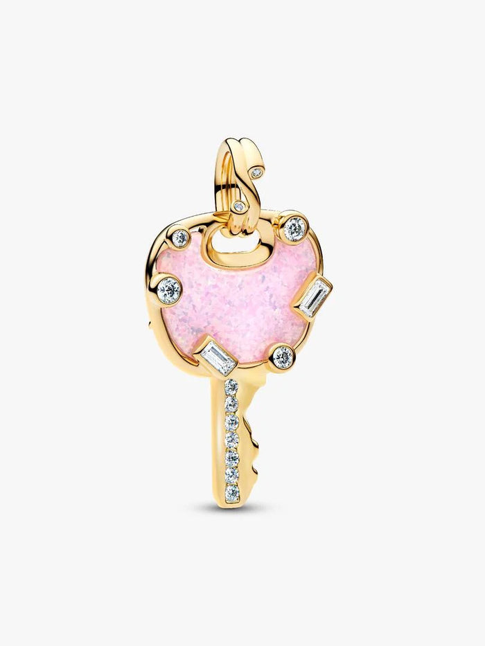 Opalescent Pink Love Key Large Dangle Charm