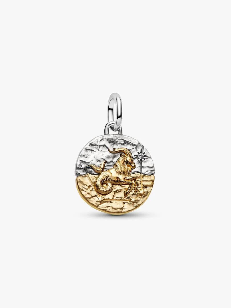 Capricornus sterling silver and 14k gold-plated medallion