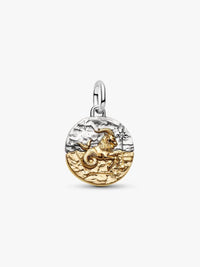Capricornus sterling silver and 14k gold-plated medallion