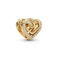 Sparkling Gold Entwined Hearts Charm