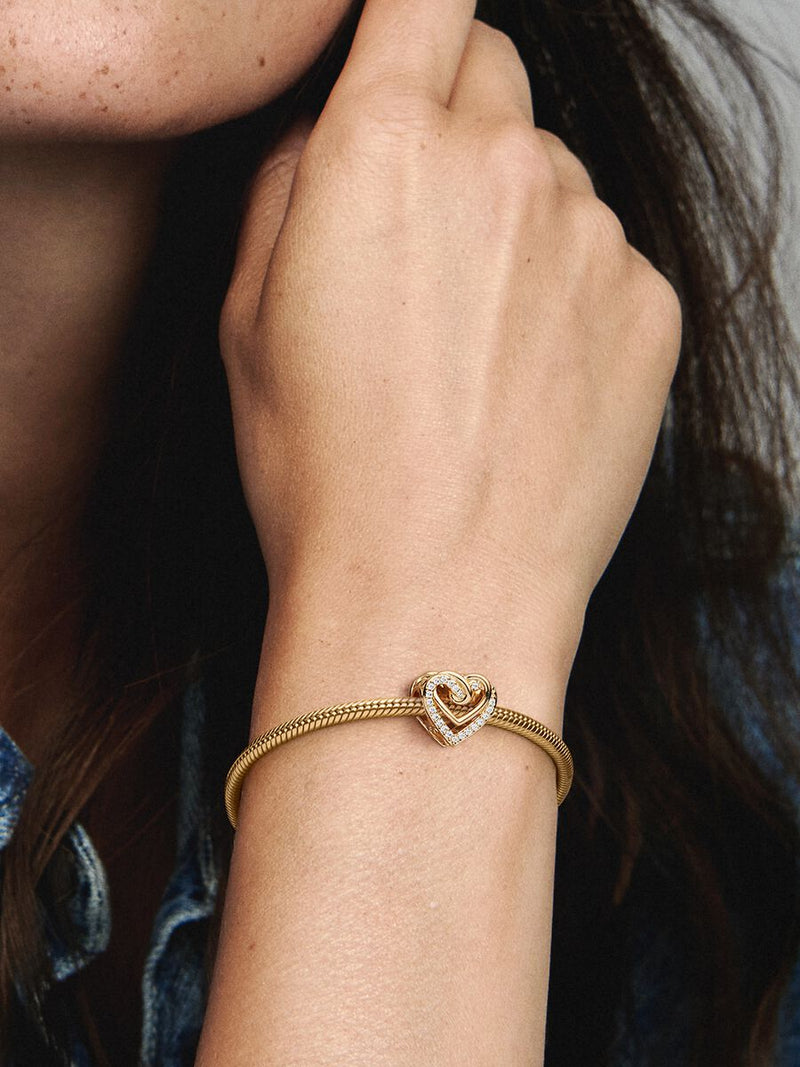 Sparkling Gold Entwined Hearts Charm