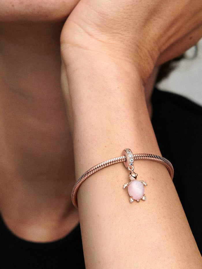 Murano Glass Pink Sea Turtle Dangle Charm