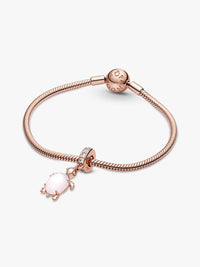 Murano Glass Pink Sea Turtle Dangle Charm