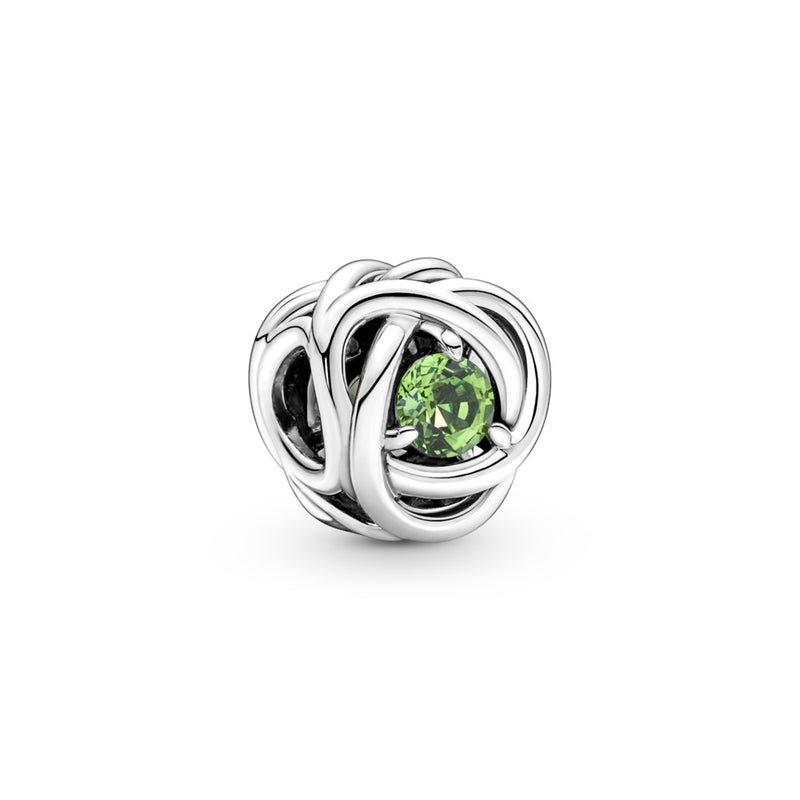 August Sterling silver charm with spring green cryst