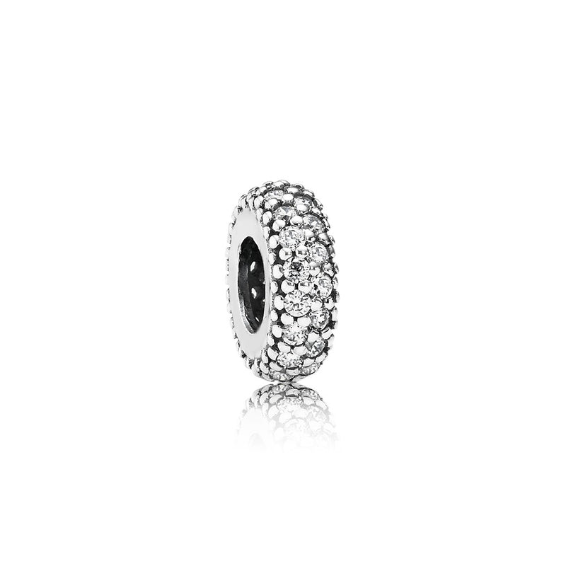 Abstract silver spacer with cubic zirconia