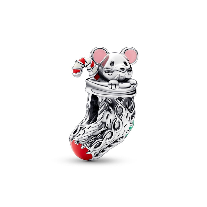 Christmas mouse in a sock sterling silver cha