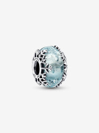 Winter Blue Snowflake Murano Charm
