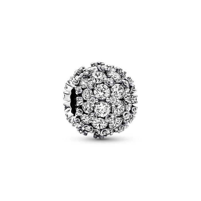 Sterling silver charm with clear cubic zirconia