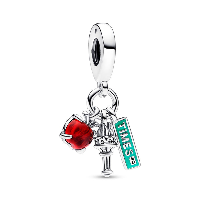 NYC Apple, Torch and Street Sign Triple Dangle Charm