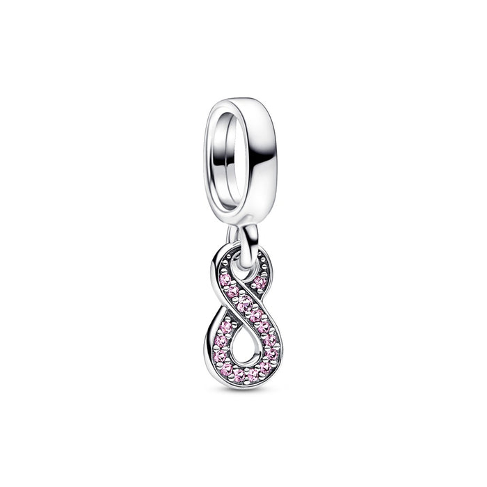 Infinity sterling silver dangle with cerise a