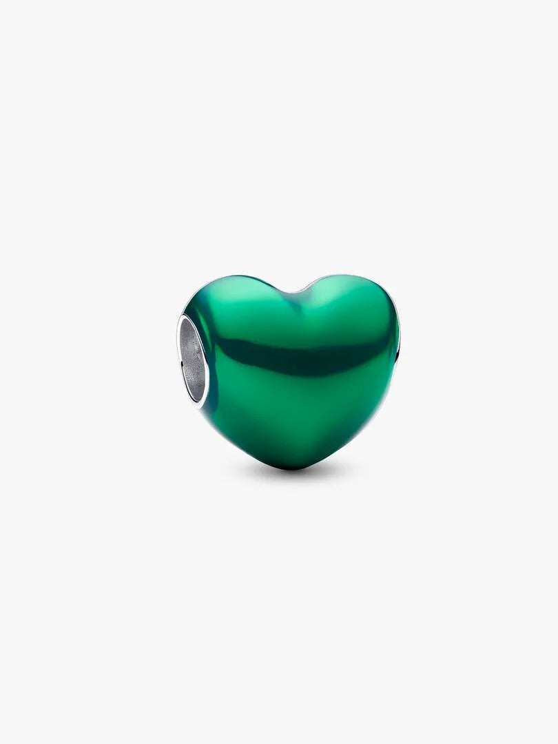 Metallic Green Heart Charm
