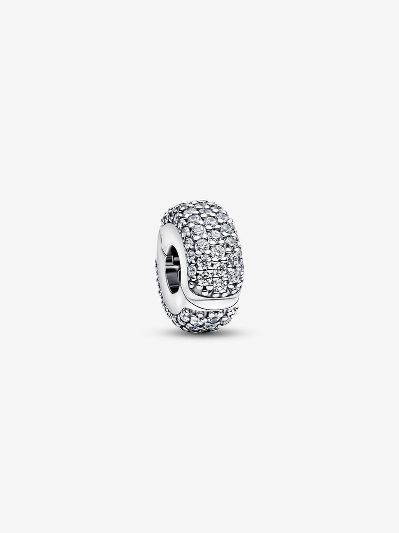 Sterling silver clip with clear cubic zirconia and silicone grip