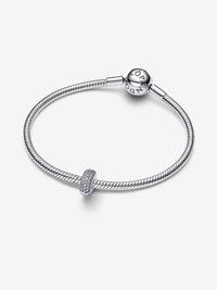 Sterling silver clip with clear cubic zirconia and silicone grip