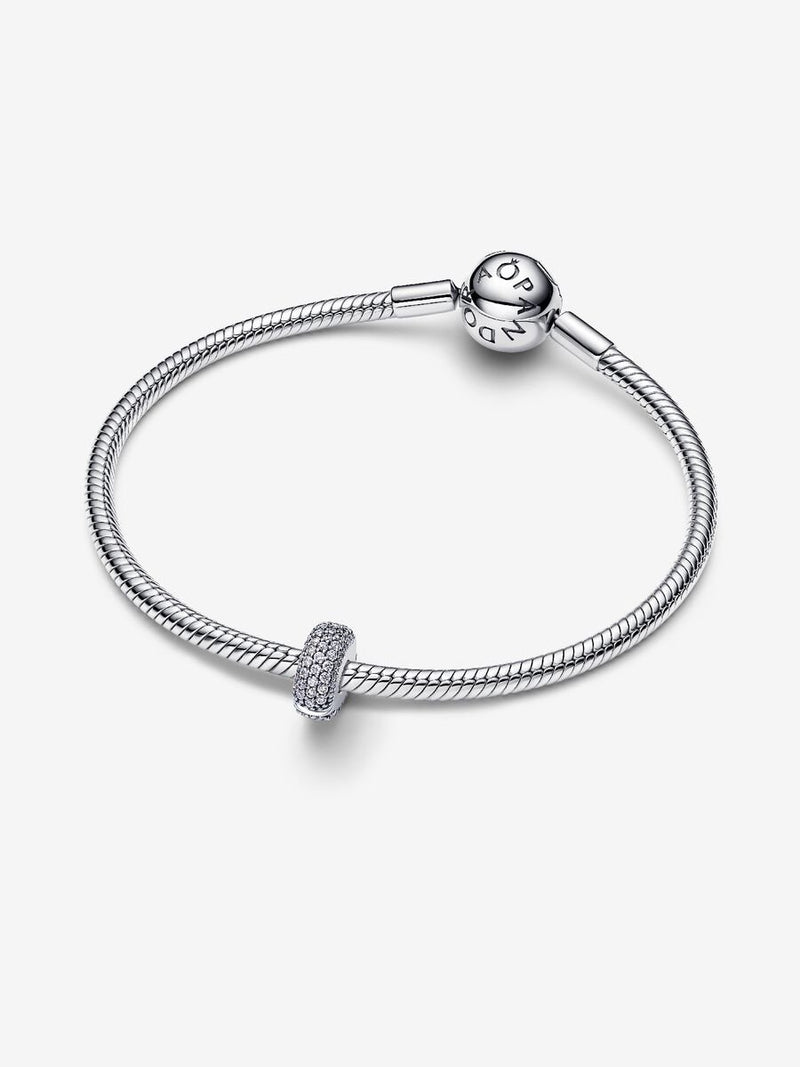 Sterling silver clip with clear cubic zirconia and silicone grip