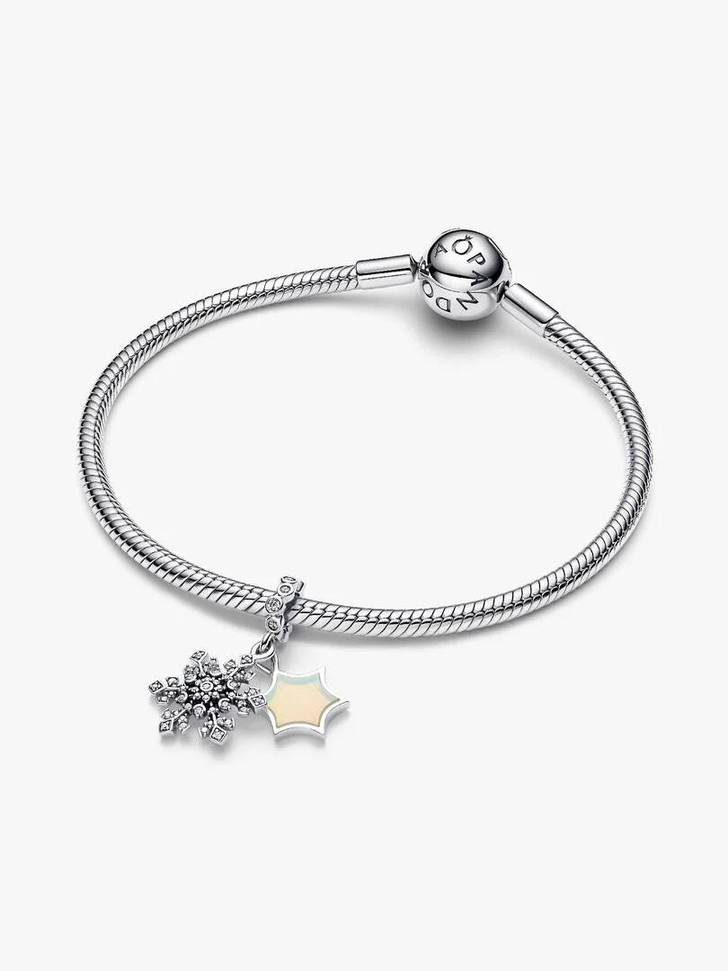 Pandora opalescent snowflake double dangle charm