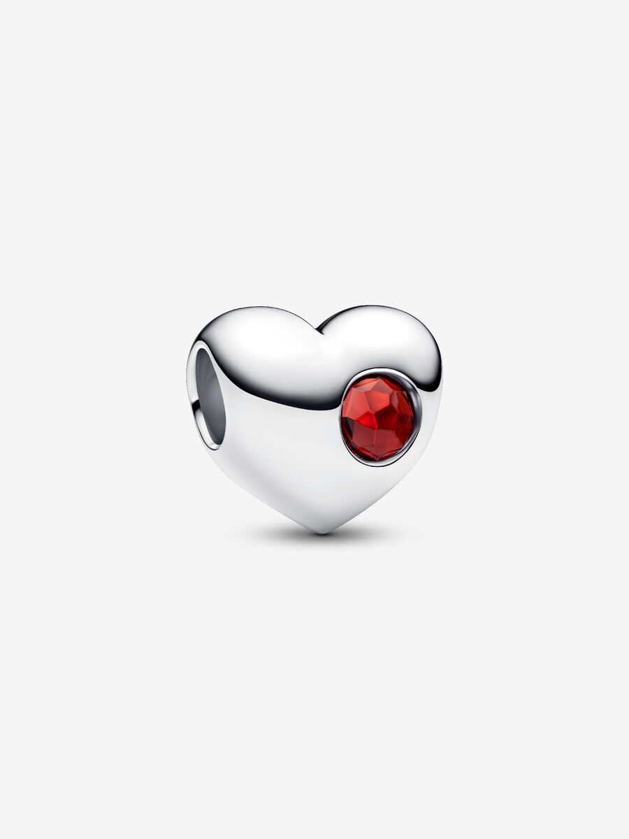 Engravable heart sterling silver charm with birthstone