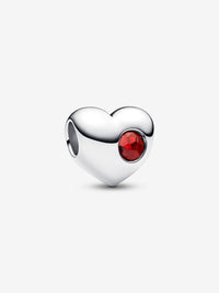 Engravable heart sterling silver charm with birthstone