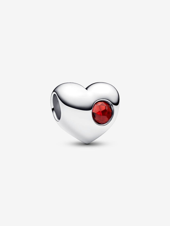 Engravable heart sterling silver charm with birthstone