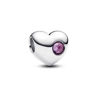 Engravable heart sterling silver charm with birthstone
